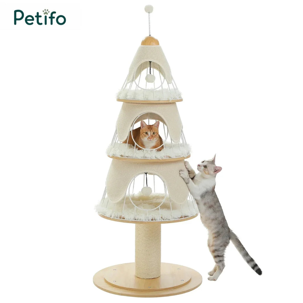 Arbre à chat en forme de sapin de Noël