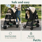 Poussette pour animaux de compagnie Detixy avec housse de pluie