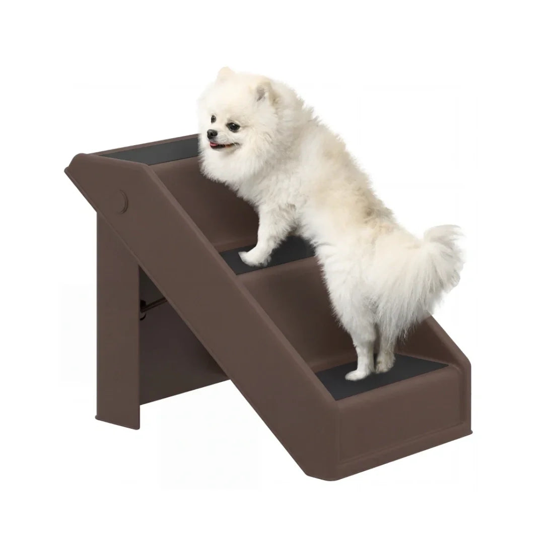 PawHut dog steps in brown close-up - Petifo