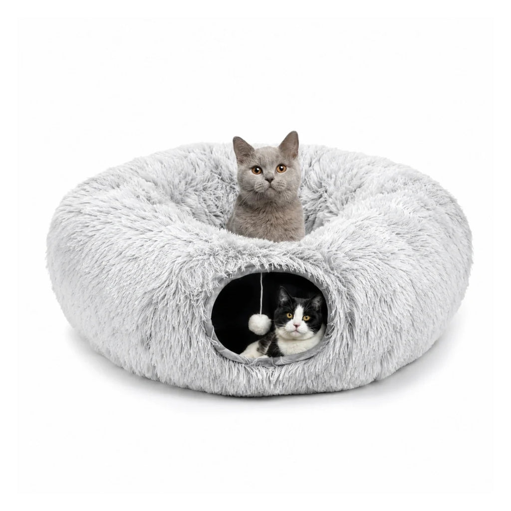 Donut Cat Tunnel Bed grey - Petifo