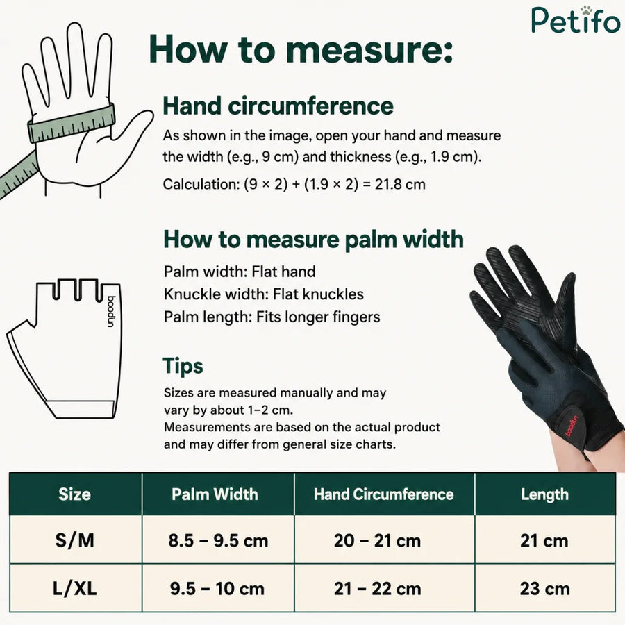 Infographie du guide des tailles et des mesures pour des gants d’équitation avec les dimensions de la main