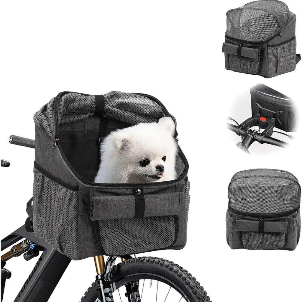Pendlo bike basket and carrier bag for dogs and cats in grey - Petifo