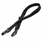 Black reflective adjustable pet safety restraint featuring multiple attachment clips.