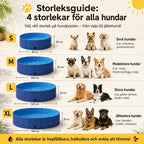 Size guide dog pool – 4 sizes in cm for small to large dogs, foldable and non-slip Petifo