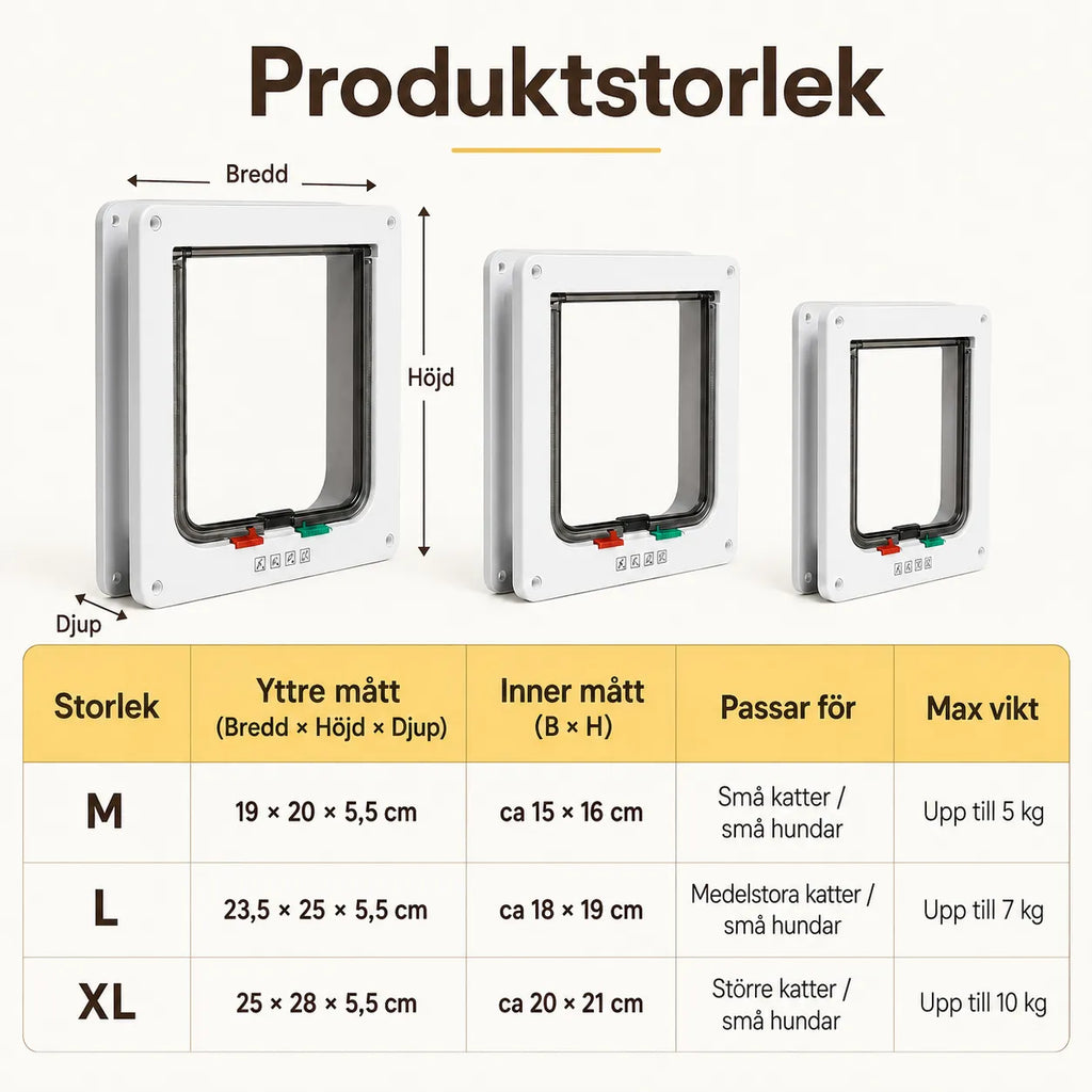Size guide cat flap - Petifo