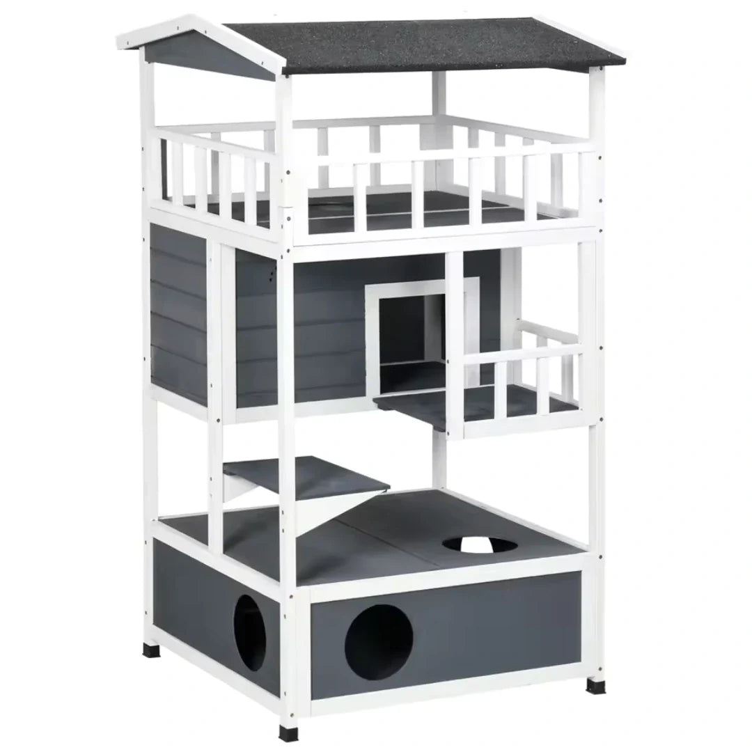 Large Outdoor Wooden Cat House - Petifo