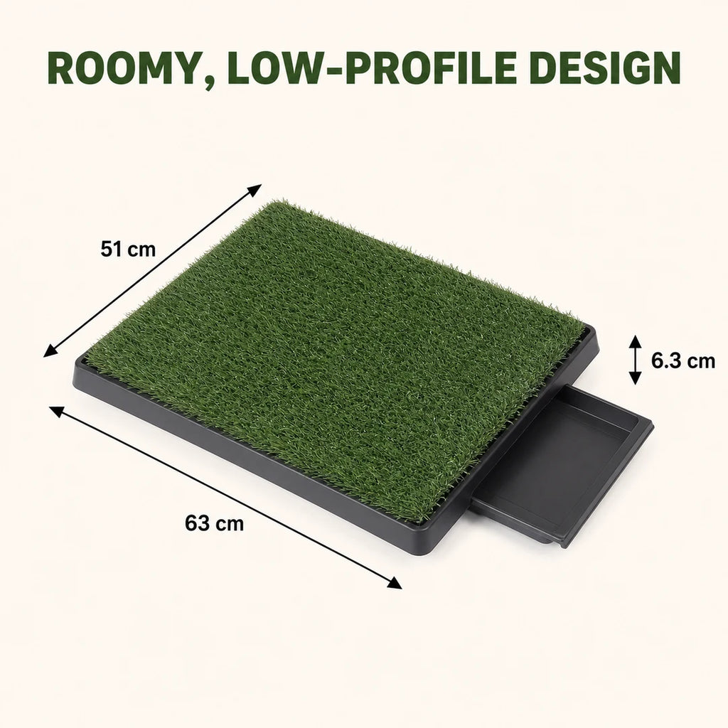 Dimensions des toilettes en gazon pour chien : 63 × 51 × 6,3 cm