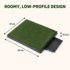 Dimensions des toilettes en gazon pour chien : 63 × 51 × 6,3 cm