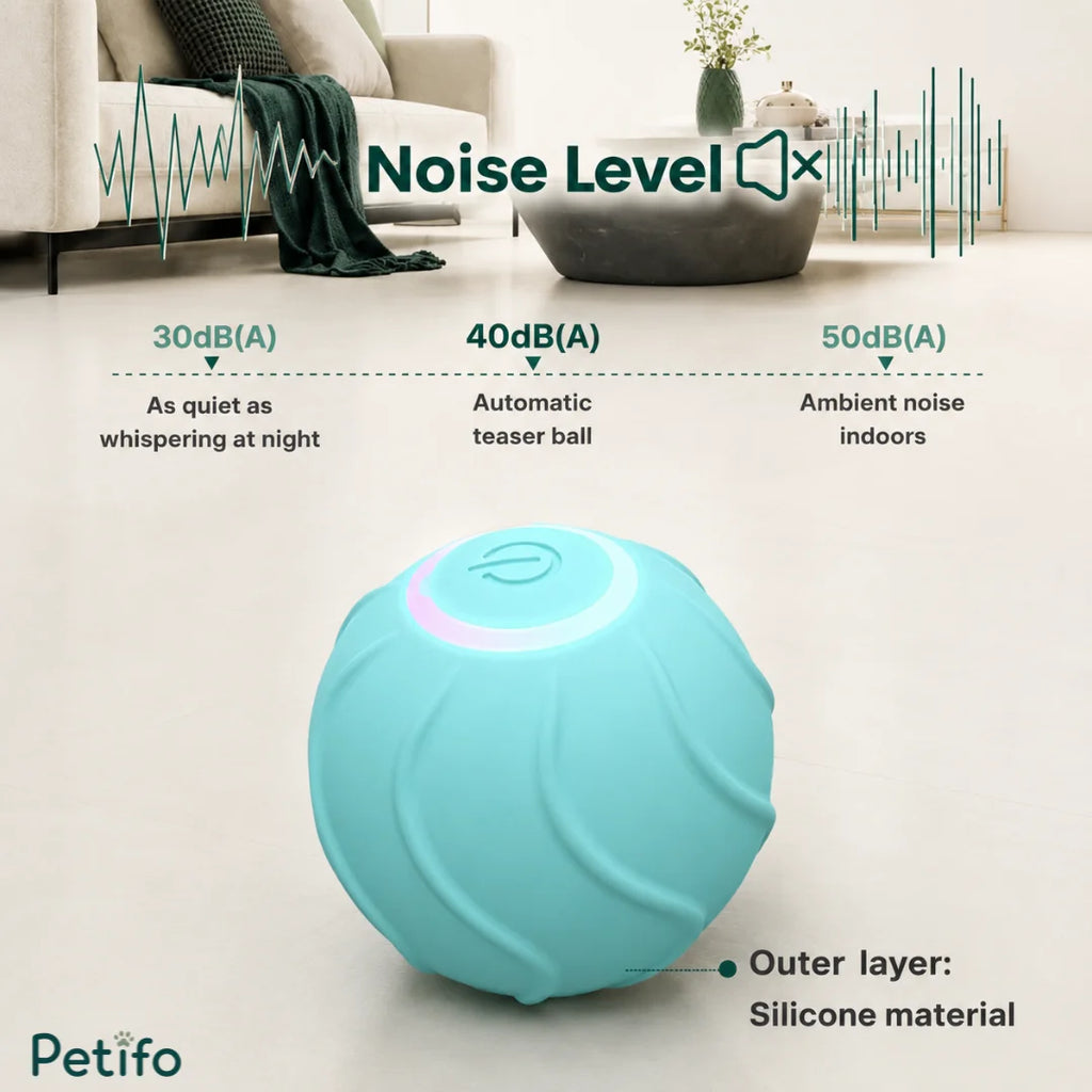 Jumping Ball for Cats with a quiet 40 dB silicone shell - Petifo
