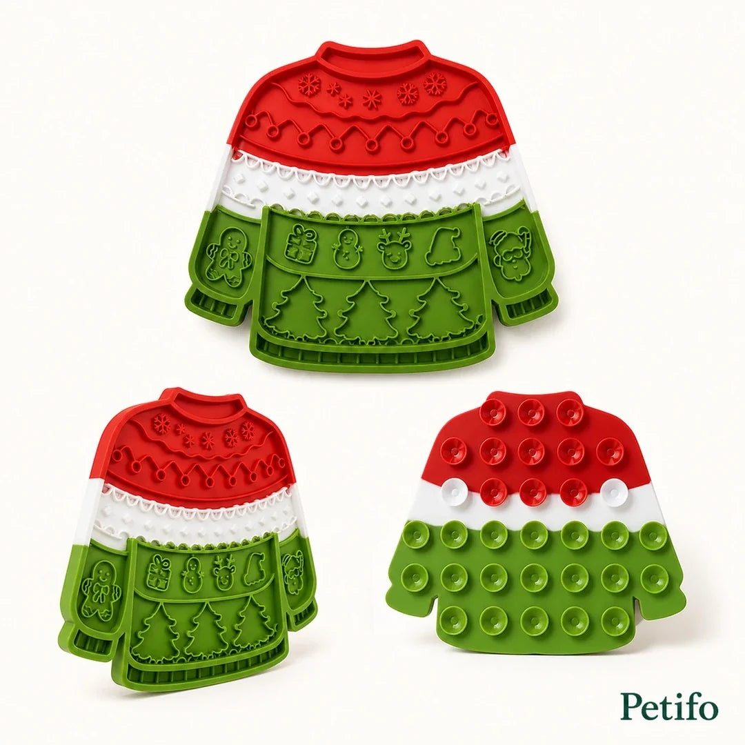 Vues avant et arrière avec ventouses du tapis MerryLick – Petifo