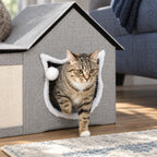 PawHut cat house with scratcher – assembly view – Petifo