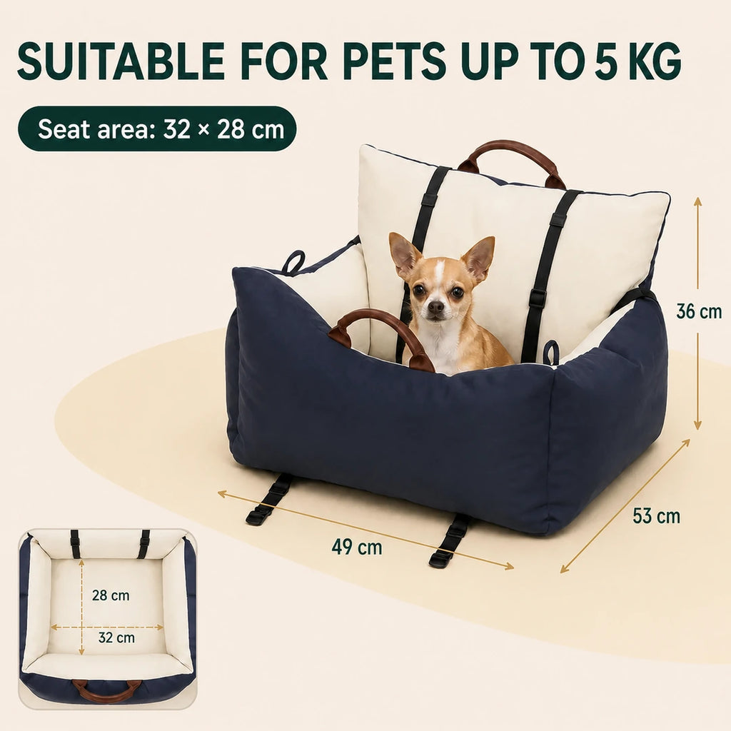 Size guide for the PawHut dog car seat and travel bed - Petifo