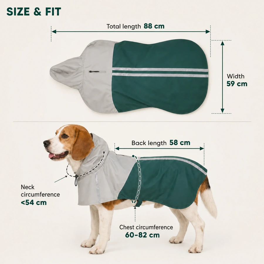 Guide des tailles et de la coupe pour l’imperméable pour chien PawHut avec capuche - Petifo