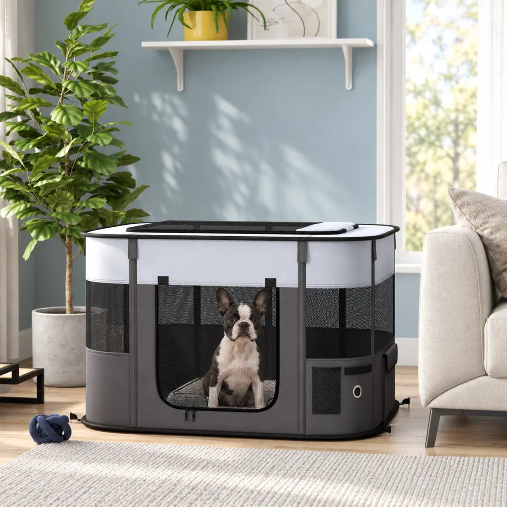 PawHut foldable pet playpen – living room – Petifo