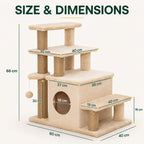 Size guide for the PawHut 3-in-1 cat stairs with cave - Petifo