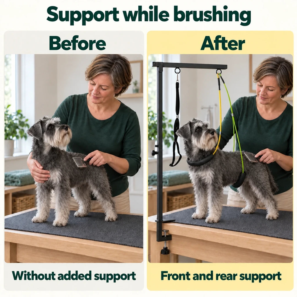 Pet Grooming Support Arm before after - Petifo
